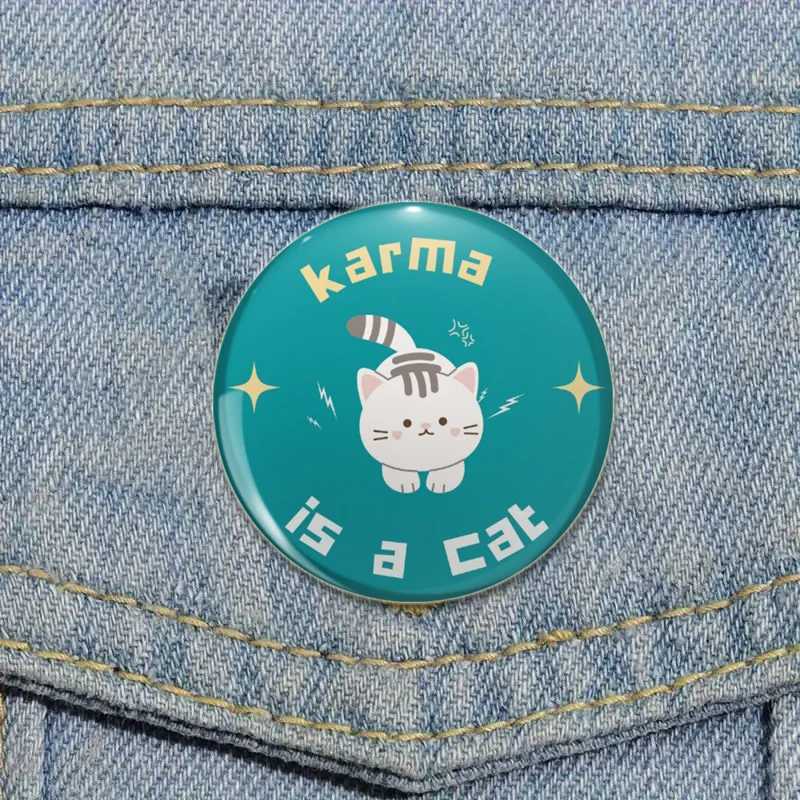 Interesting cartoon hand drawn cat badge half face cat pin tinplate brooch backpack clothing handmade gift accessories W240815