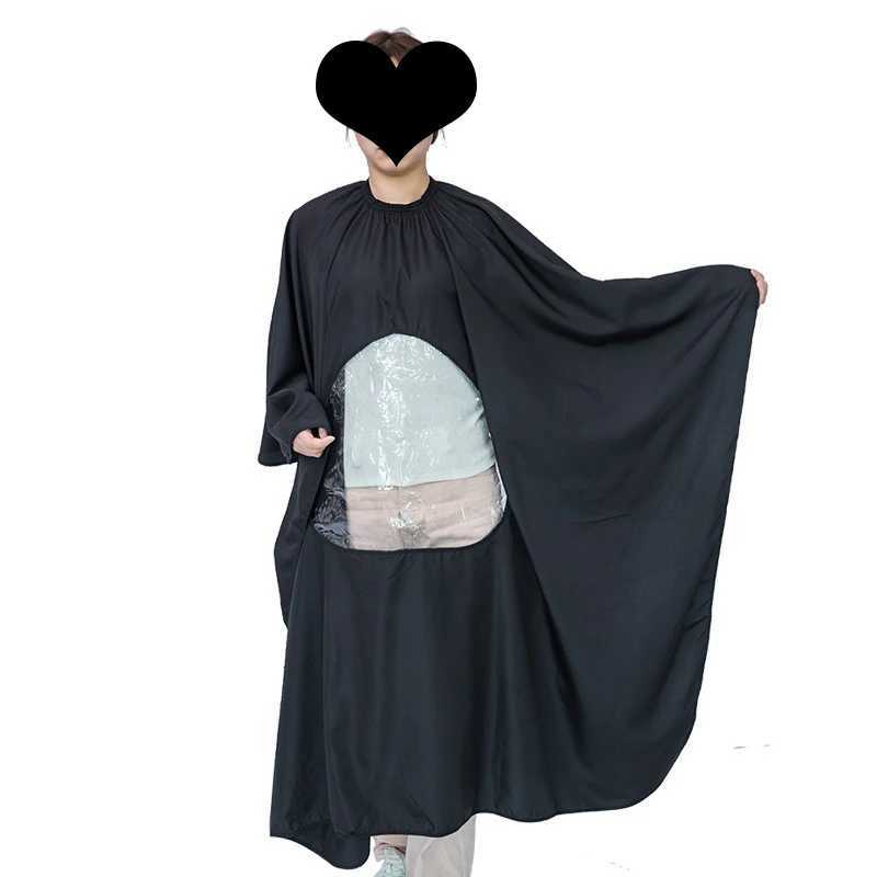 Professional Barber Cape Large Barber Clothe Barber Salon with Perspective Window Cape Adjustable Elastic Necklace W240814