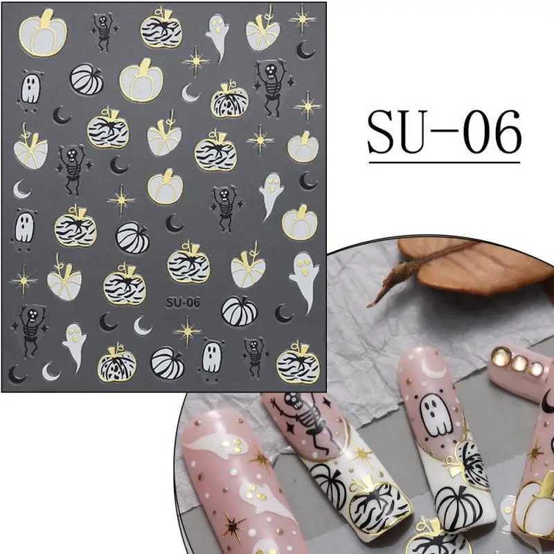 Halloween Party Nail Accessories Bright Colors Anti-rubbing Halloween Nail Decoration Nail Stickers Not Easy To Fall Off CartoonXJ240814