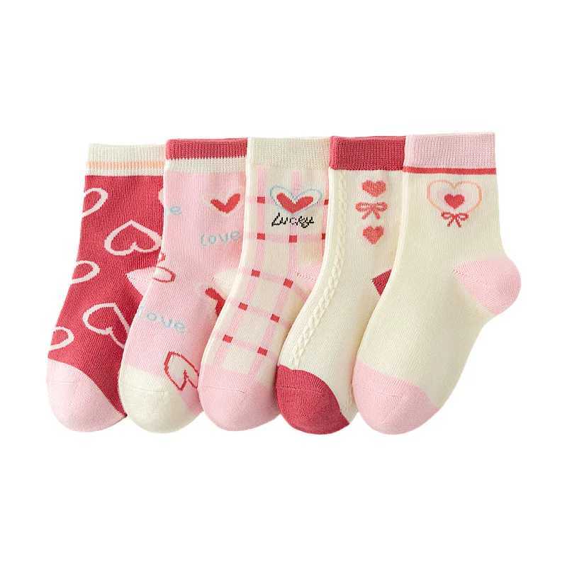 5 pairs/batch of childrens socks cute girls cute cotton outdoor travel sports socks Kaosu sportswear accessories W240814