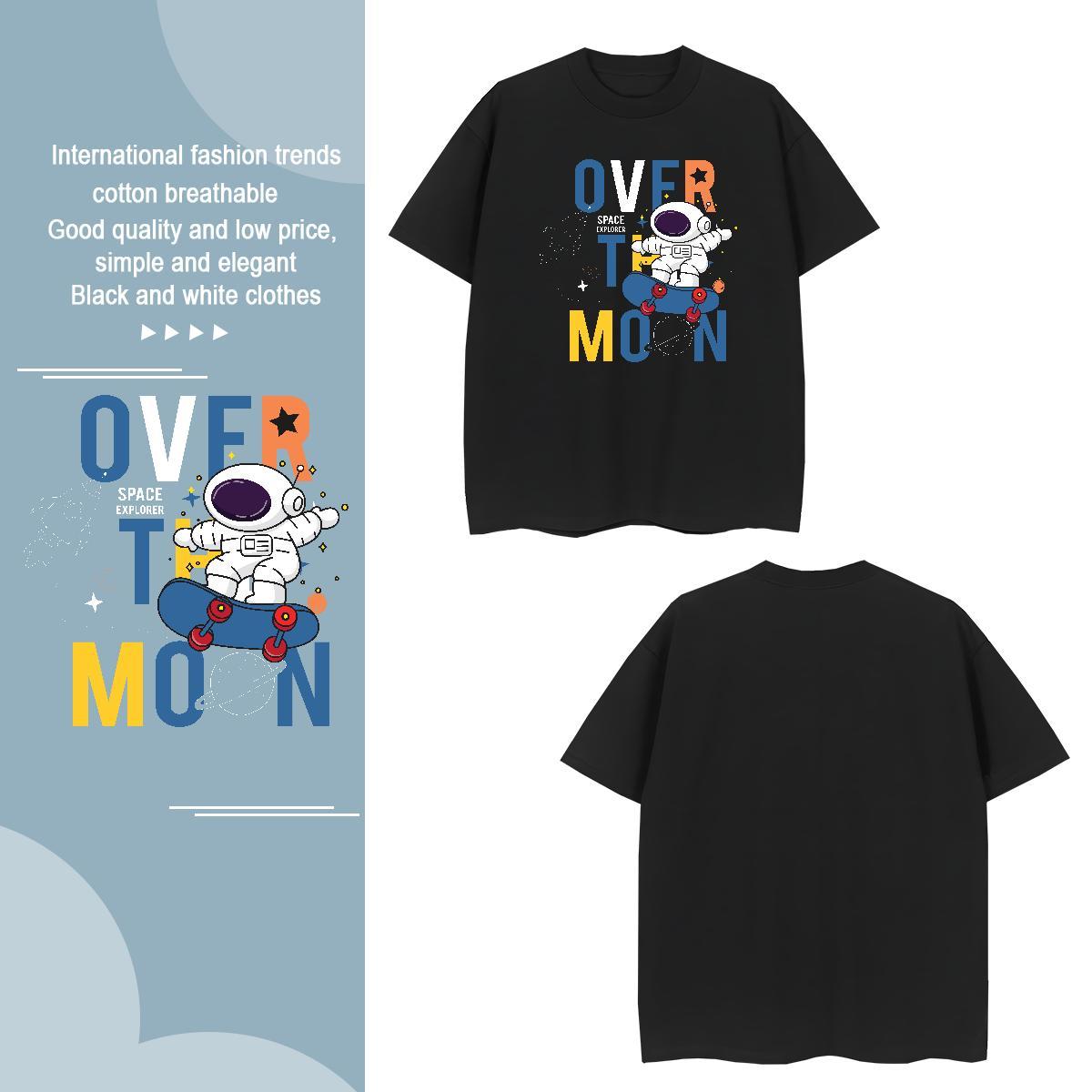T shirt 230g Cotton universe Street wear Hip Hop Breathable Short Sleeve Cartoon Print Couples T Shirts Fashion Design Wholesale Tee Shirt