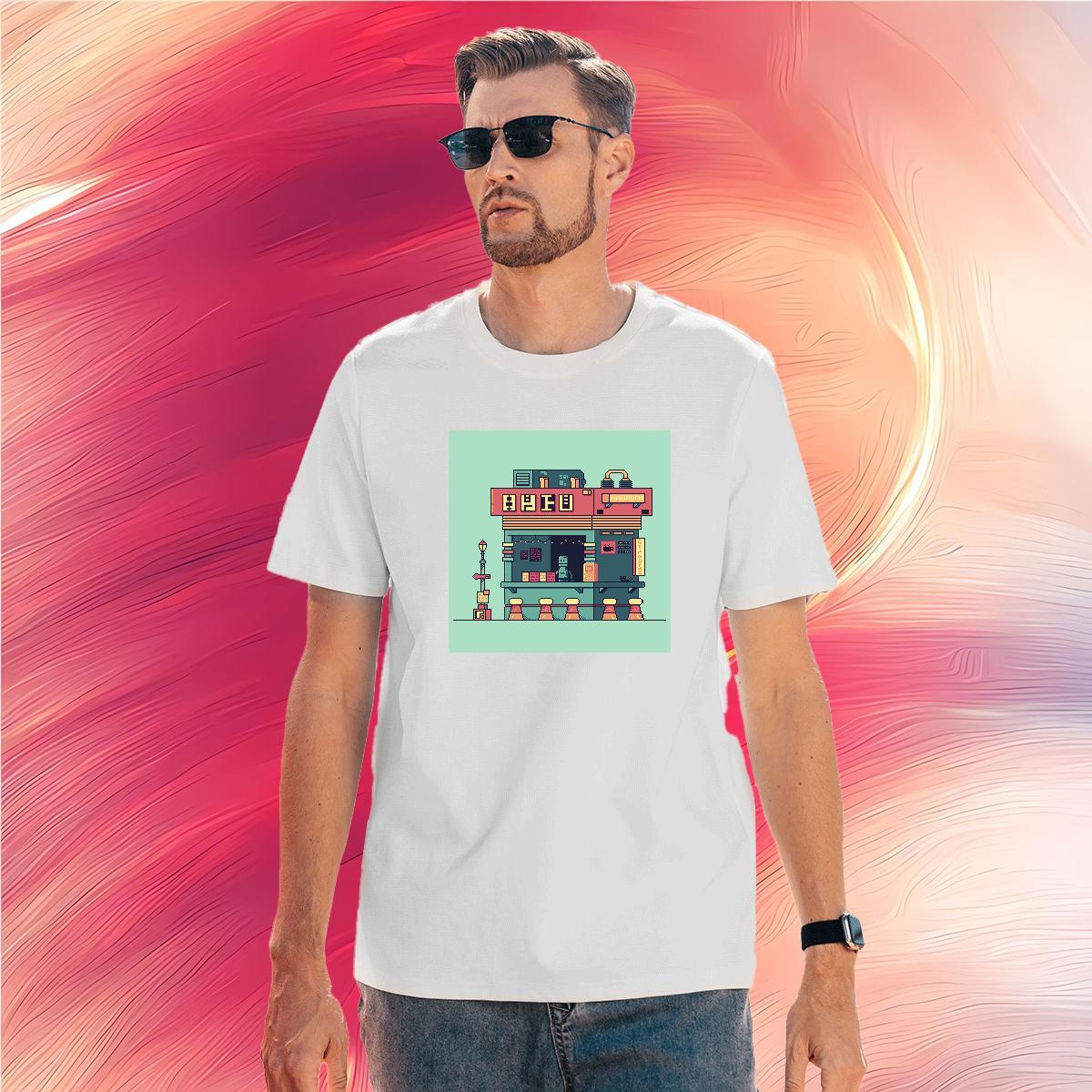 Cool robot T Shirts Men Sports Casual Men Tops Tees 230g Pure Cotton Fashion New Breathable Short Sleeve Customized Print Top Tees