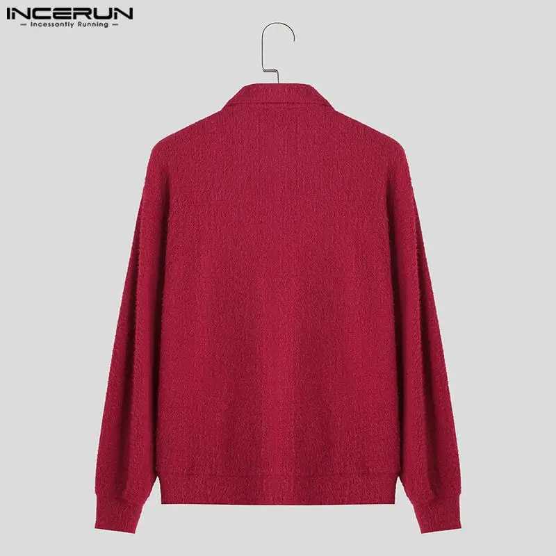 INCERUN Mens Cardigan Solid Knitted Lapel Long Sleeve Button Casual Male Sweaters Streetwear 2024 Fashion Men Clothing S-5XLXJ240814