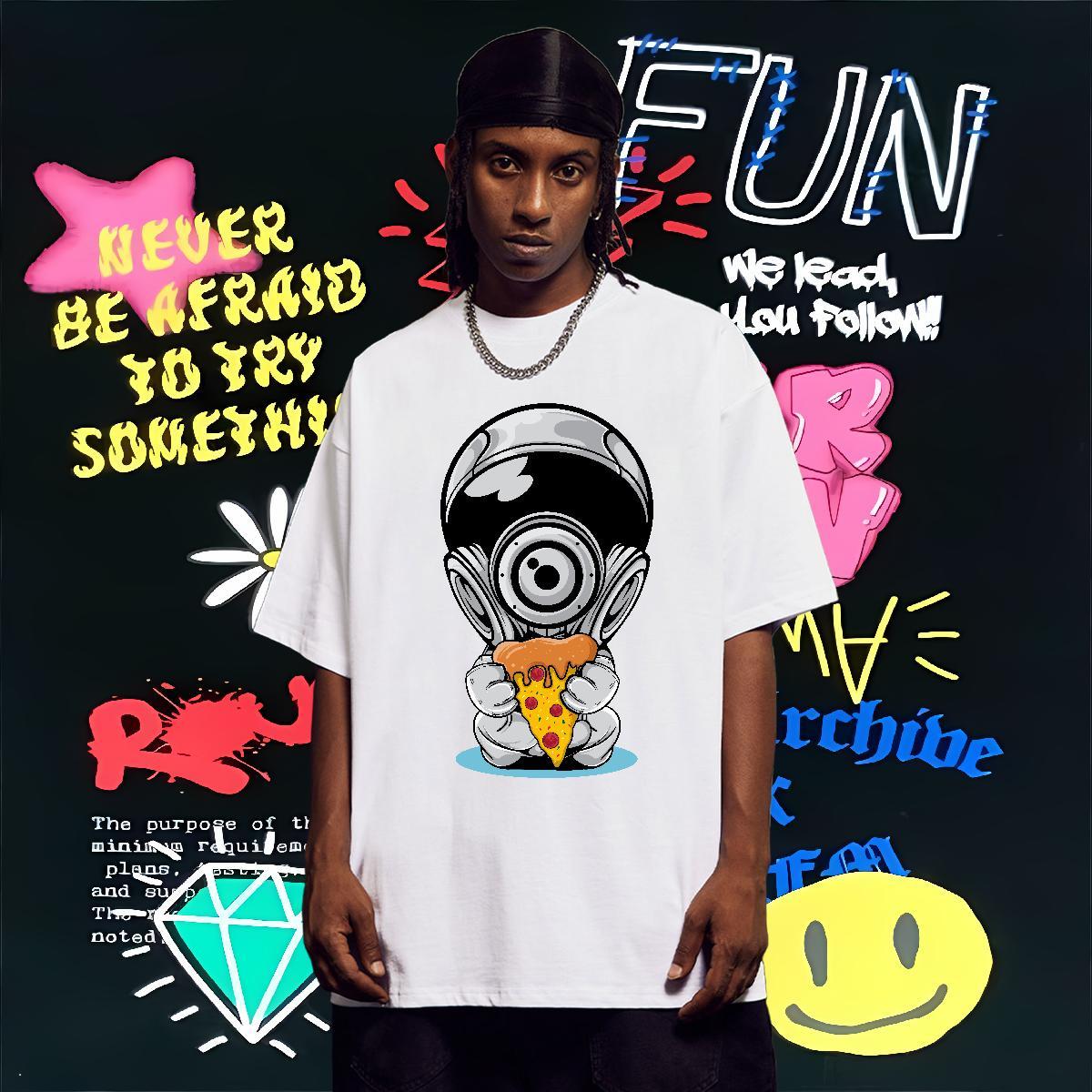 T Shirt For Man 100% Cotton 230g cosmonaut Beach Breathable Short Sleeve DIY Anime Men Tshirts 2024 DIY Designer Top Tees