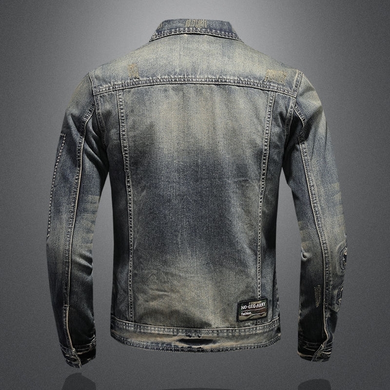 Spring/Summer Fashion Trend Tear Vintage Jeans Jacket Mens Casual Loose Comfortable High Quality Plus Size Jacket 240814