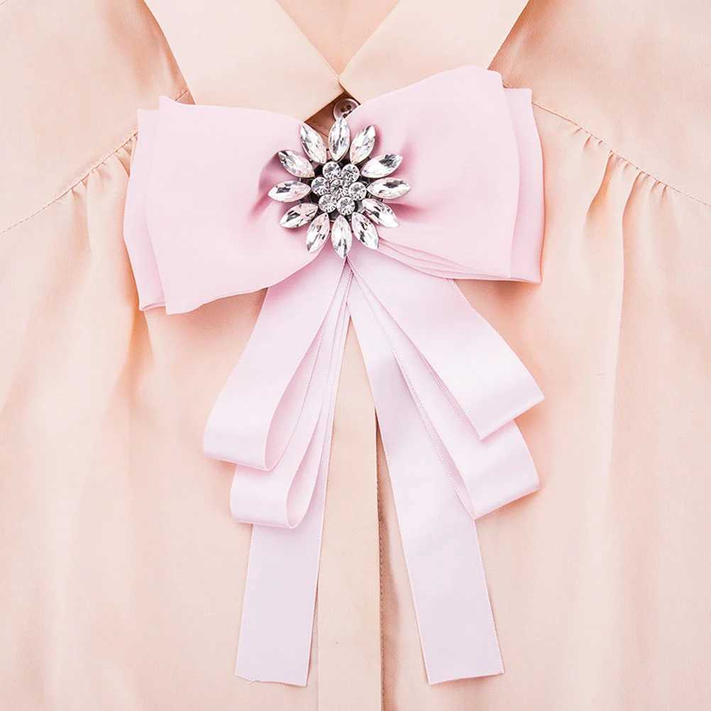 Girls Ribbon T-shirt Tie 223 * 15CM Brooch Bow Bloch White Creative Female Miss W240815
