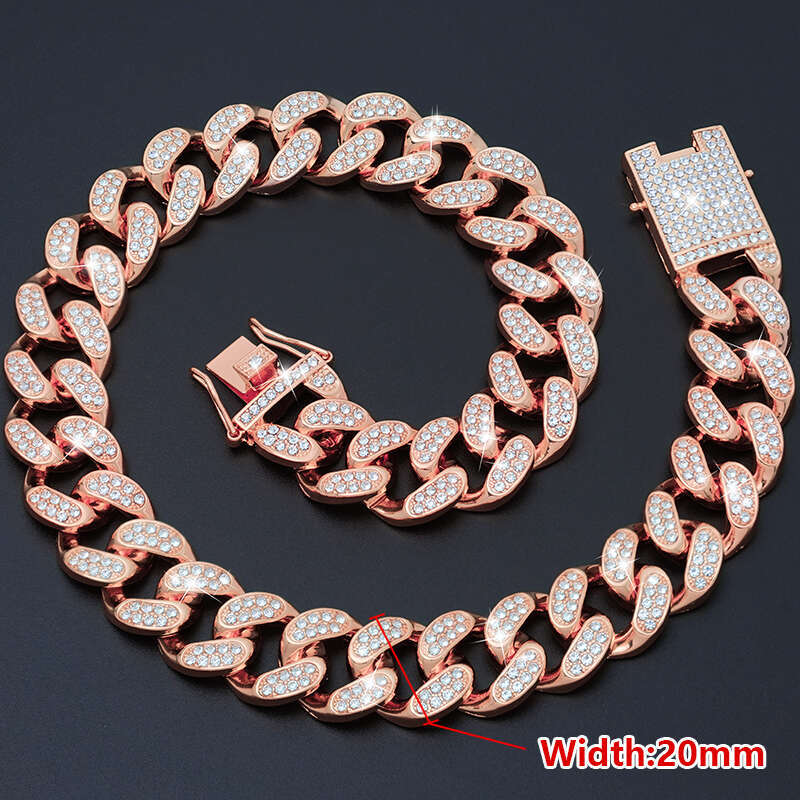 Gold Dog Chain Jewelry Cuban Collar With Secure Buckle For Small Medium Dogs Cats 20Mm Pets Collars Necklace With Diamo Zozostore