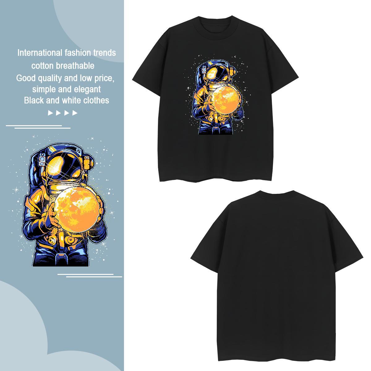 Mens T Shirts 100% Cotton 230g spaceman Spring Summer Breathable Soft Black White Men Clothes T-Shirt DIY Customized Cool Design Tops Tees