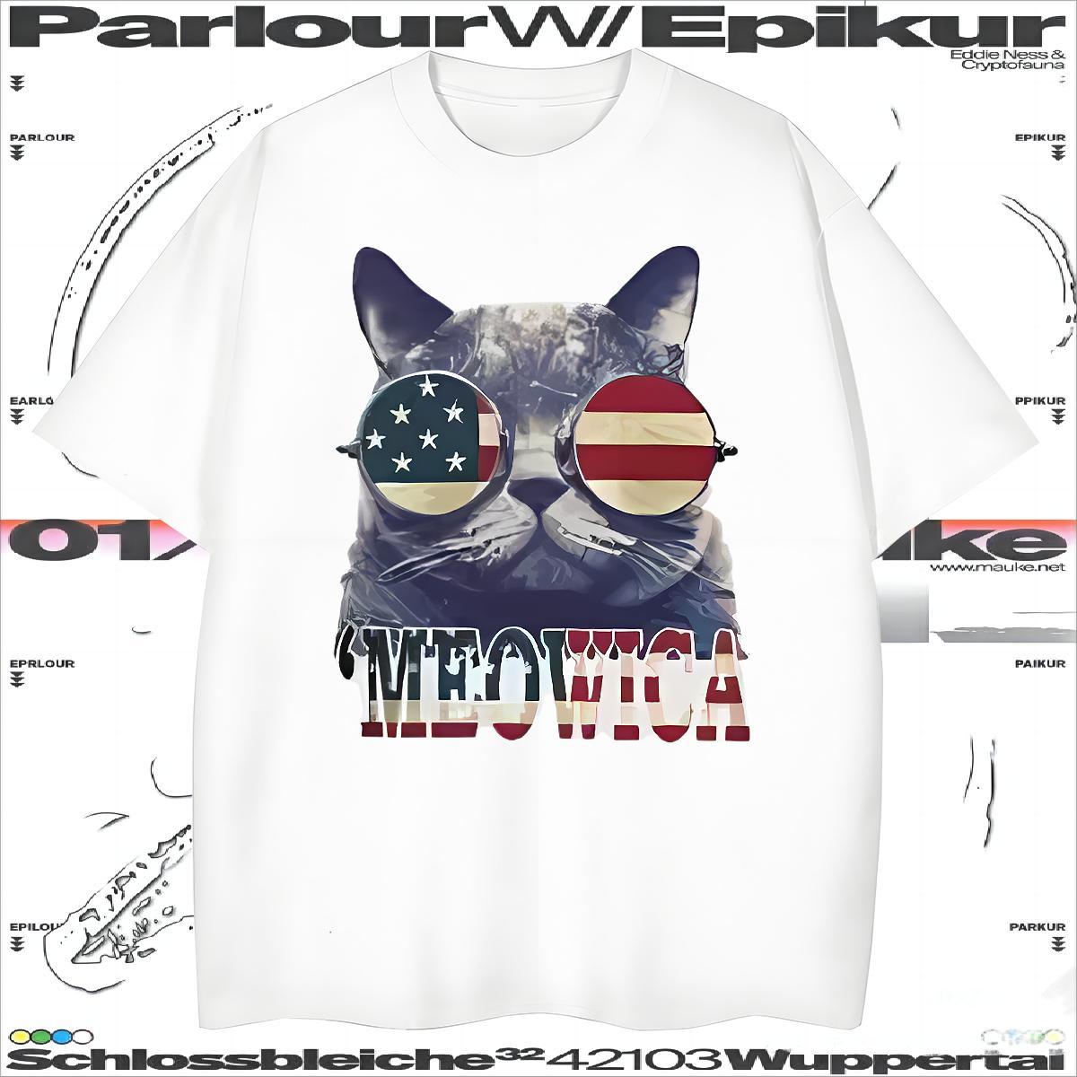 Cool T shirt cat Breathable Short Sleeve Hip Hop Skull 230g Cotton Men Tops Tees Fashion Design Polos