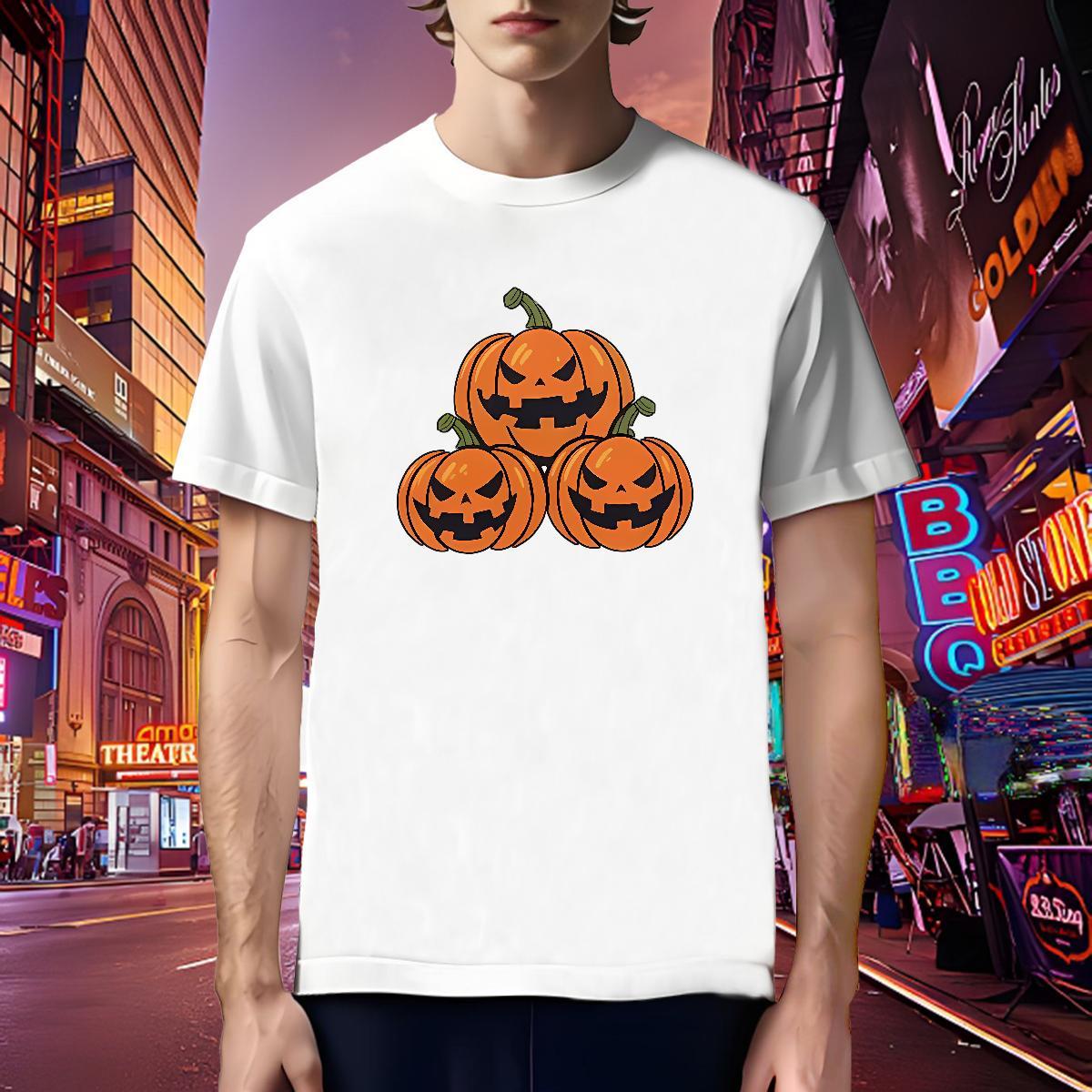 Comfortable T-Shirts for Men pumpkin Breathable Short Sleeve Casual Custom Print Plus Size 230g Pure Cotton Men Tees Classic Polos