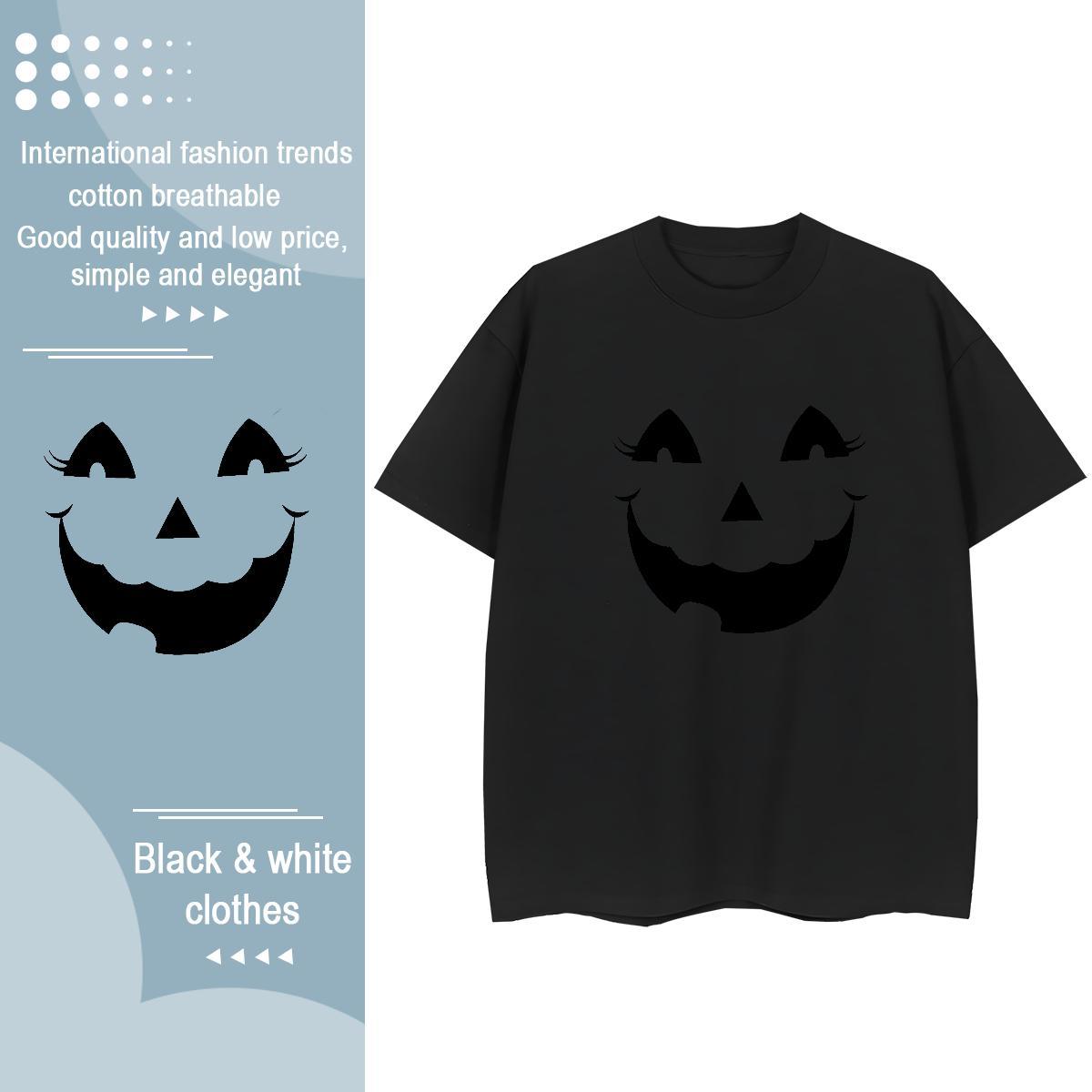 Free Shipping T shirt halloween O Neck Short Sleeves Street wear Hip Hop Cartoon Printing L-4XL 100% Cotton 230g Men Tees Fashion New Tops Tees