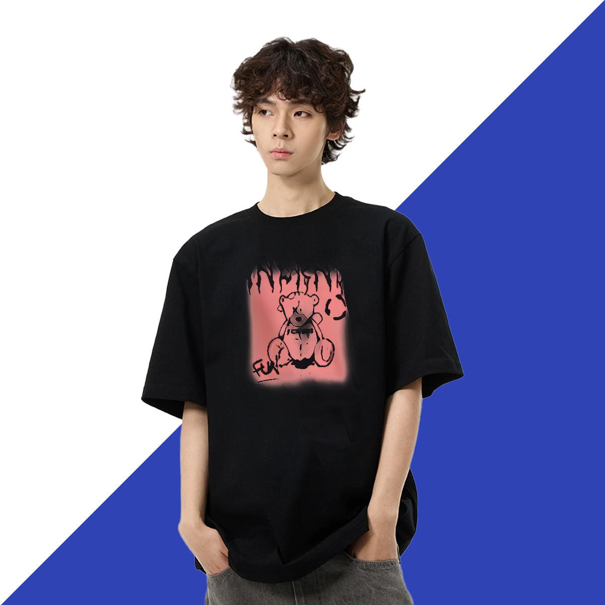 Designer Couples T Shirts Casual Beach 230g 100% Cotton Customized Breathable bear T-Shirts for Men Fashion Designer Tees