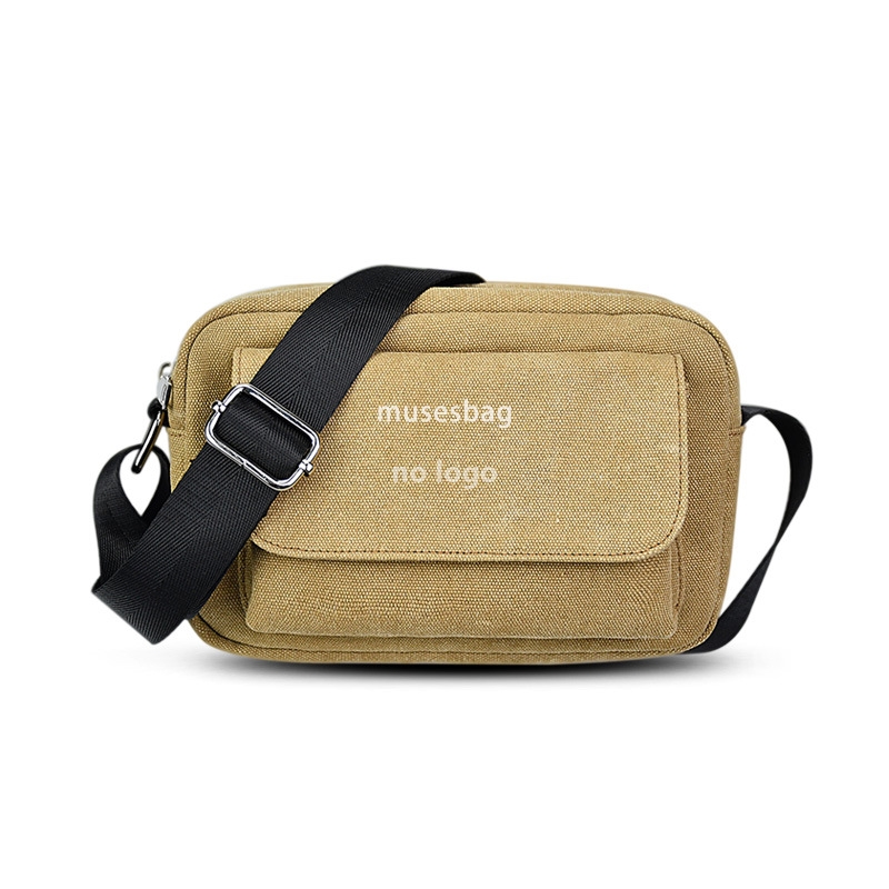 Casual clamshell canvas shoulder bag Japanese wear-resistant crossbody bag Simple trend waterproof small bag sports body bag