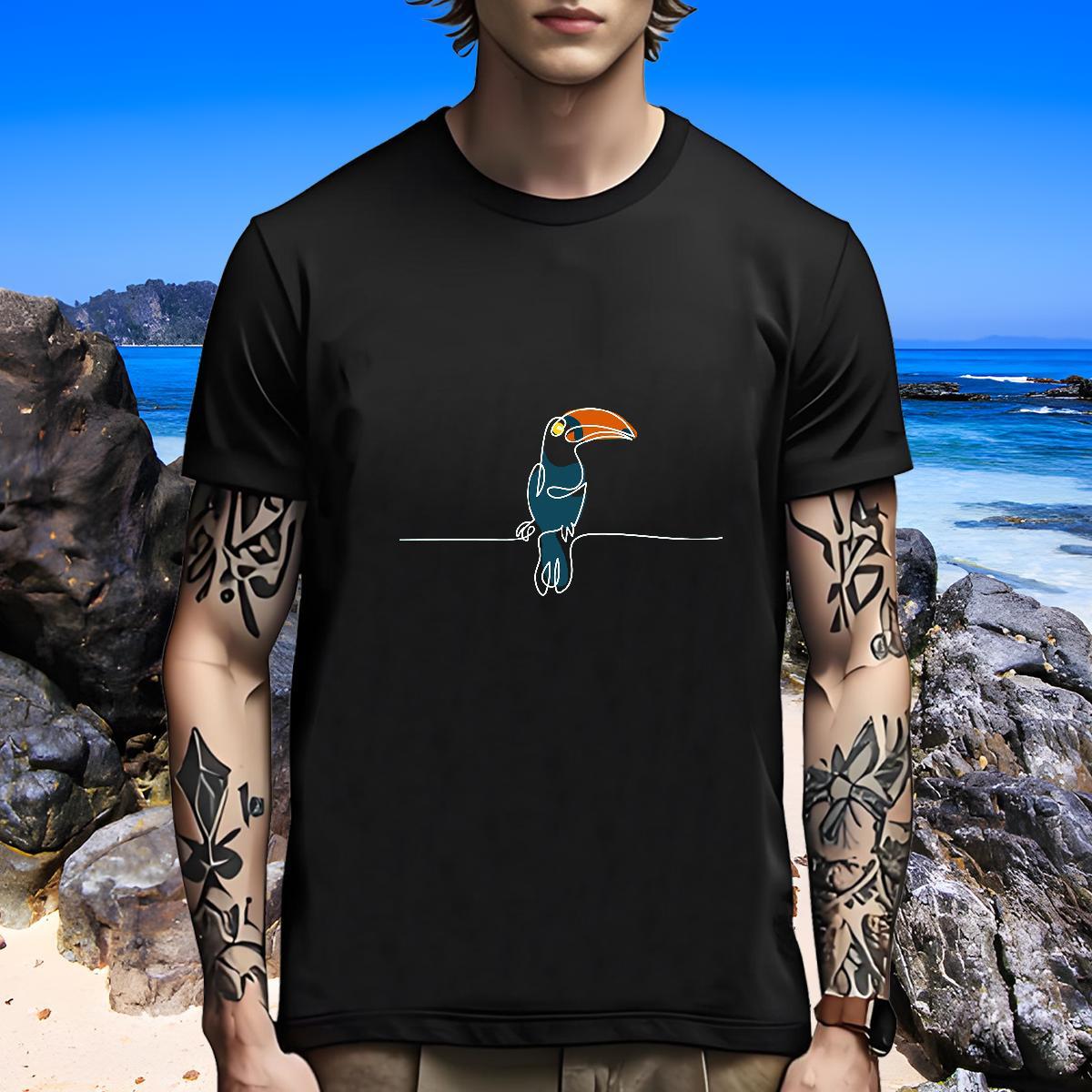 Unisex Men T Shirts bird Short Sleeve O-Neck Casual Daily Wear Oversized 4XL 100% Cotton 230g Mens Tshirts DIY Customized Tee Shirt
