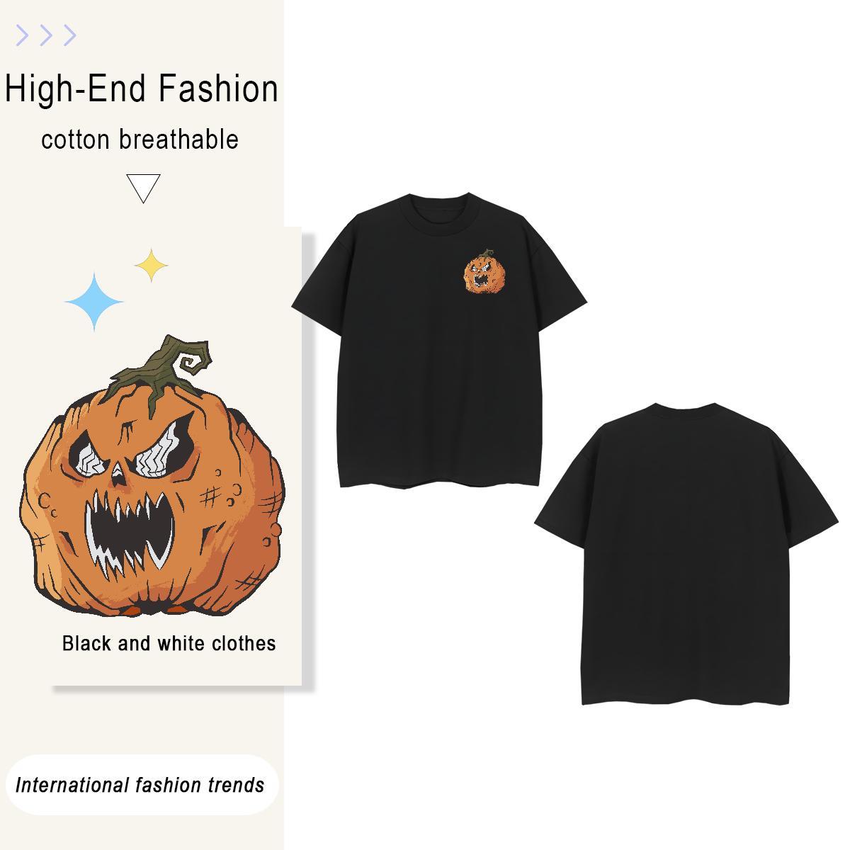 T-Shirts 100% Cotton 230g Halloween Sports Casual Pure Cotton Anime Print Men Tshirts 2024 Summer TOP Quality Tops Shirt