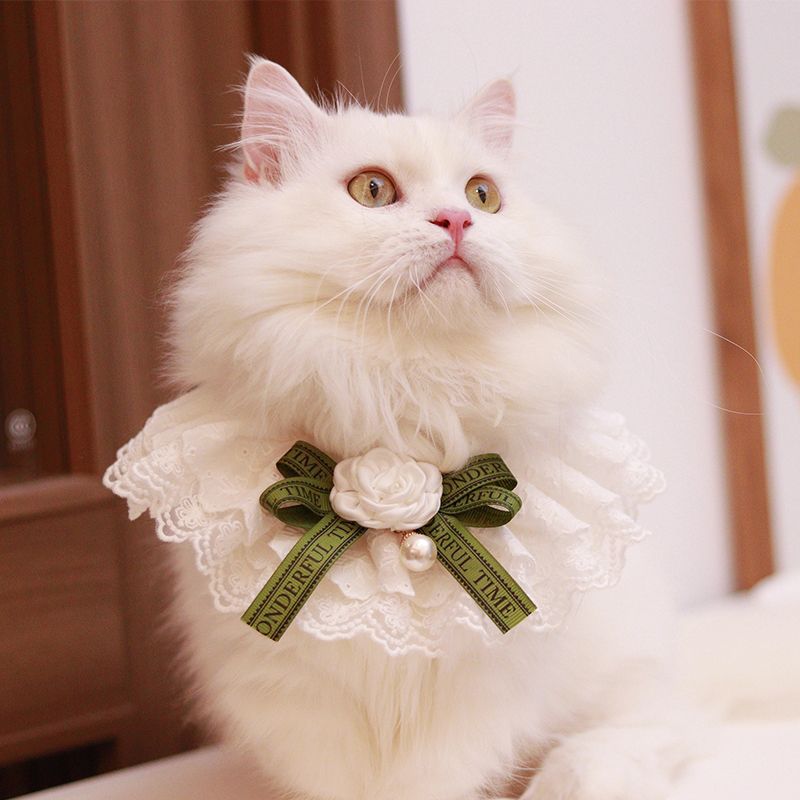New Pet Bib Saliva Towel Rose Pearl Bib Dog Cat Cute Lace Bow Neck Collar Than Bear Teddy Bow Tie Collar