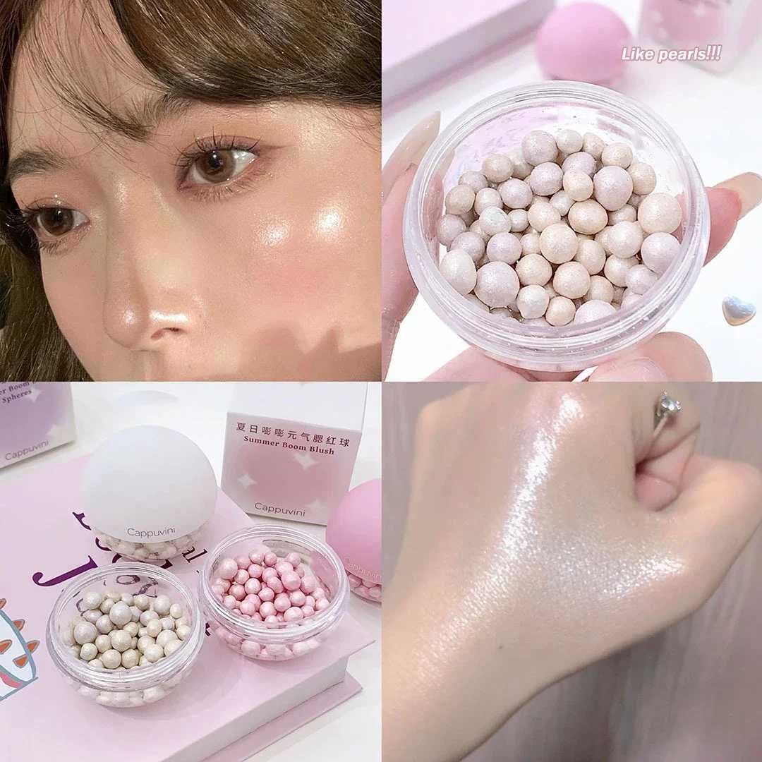Pearly Highlighter Blush Powder Ball Clear Face Body Highgloss Glitter Highlight Natural Brightening 3D Shimmer Contouring Blush Y240815