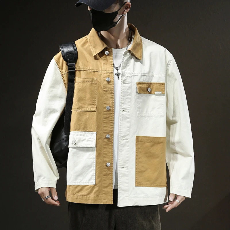100% Cotton High Quality Mens Denim JacketColor Contrast Jacket CoatPockets Decors Trendy Korea Version Denim Clothes Top 240814
