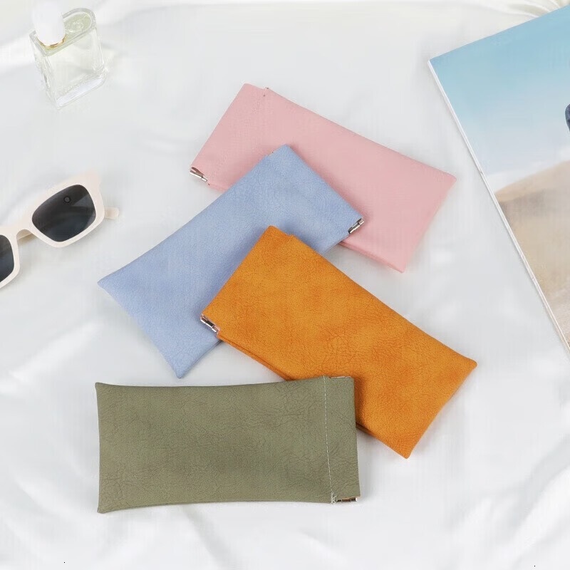 Bullet shaped eyeglass bag, sunglasses storage bag, automatic closure, portable eye bag, eyeglass bag