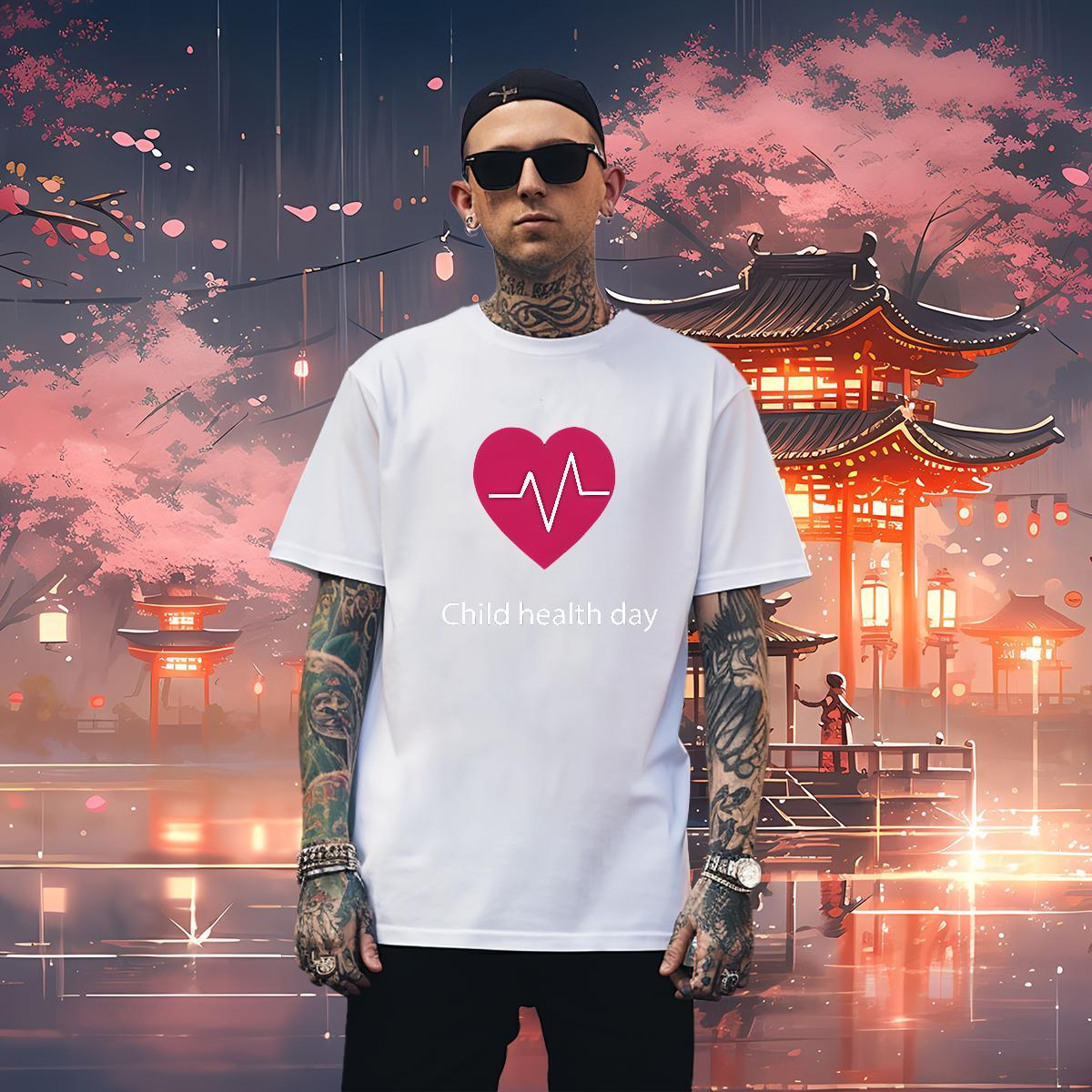 T Shirt For Man 230g 100% Cotton heart Street Casual Round Neck Short Sleeve Custom Print Oversized Couples T Shirts New Designer Comfortable Clothes