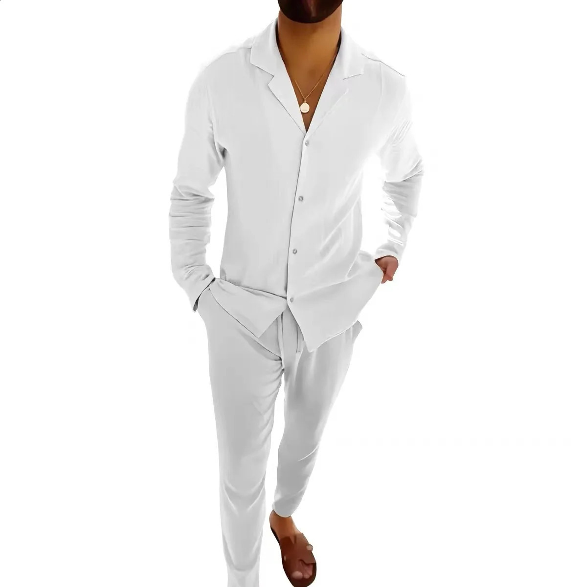 Mens Casual Set Spring Autumn Fashionable Long Sleeved Pants Two-piece Set Cardigan Menswear 240819