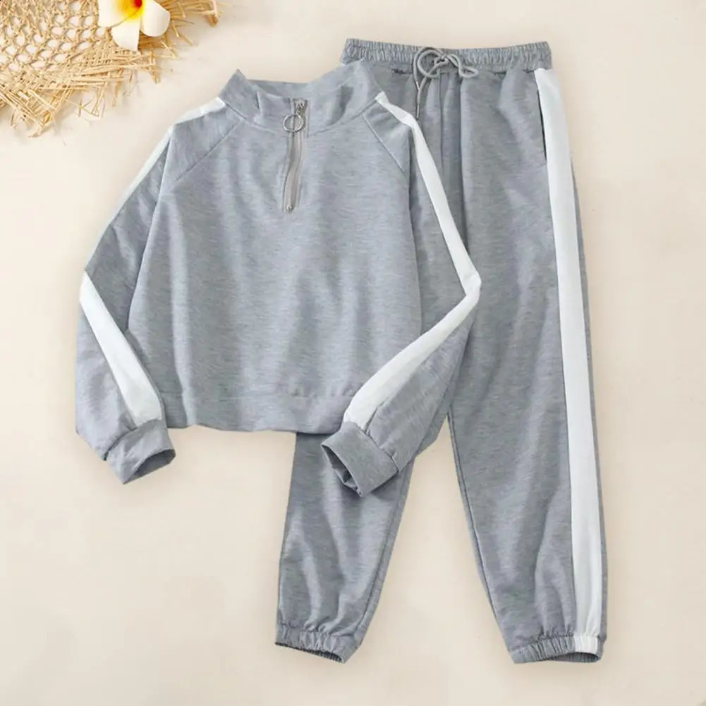 Breathable Women Suit Stylish Womens Tracksuit Set Loose Fit Sweatshirt Pants with Wide Leg Elastic Waist Color for Fall 250210