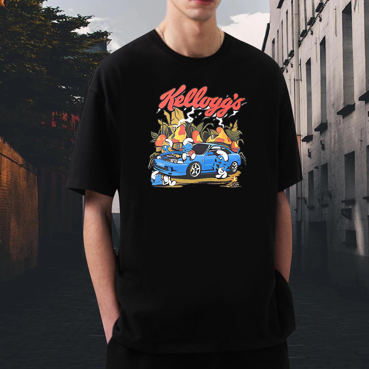 Loose Fit Men Tops Tees Anime Printing Street 230g Cotton DIY Logo Oversized Breathable Short Sleeve car T-Shirts Designer Fashion Clothes