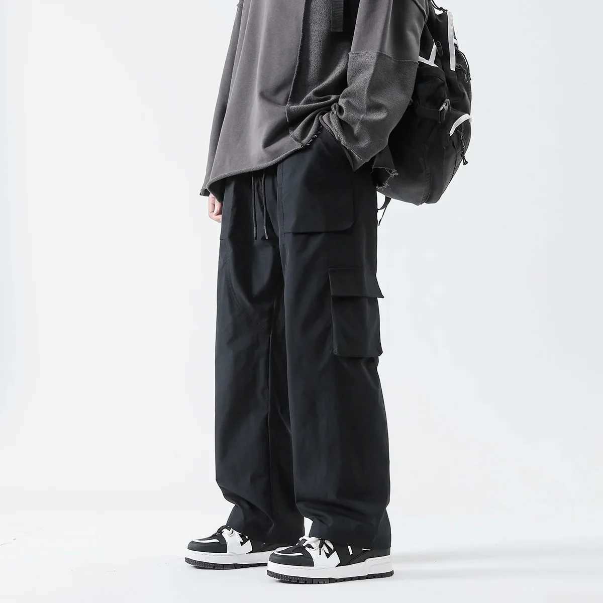 Streetwear Hip Hop Runner Cargo Pants Mens Multi Pocket Elastic Waist Harem Mens Trouser Mens Harajuku Casual Womens Sports PantsW240725