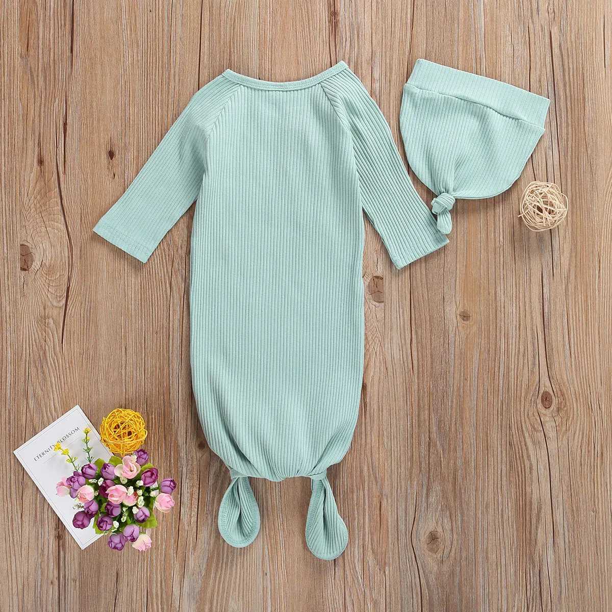 Citgeett Solid Newborn Infant Baby Girl Knitted Swaddle Wrap Blanket Sleeping Bag+Hat Set 0-3M Y240814