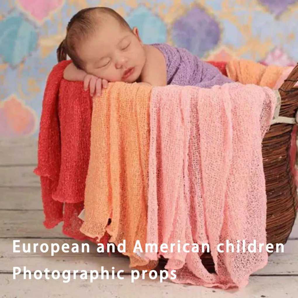 3 Colors Soft Baby Photography Props Blanket diapers Wraps Stretch Knit Wrap Newborn Photo Wraps Cloth Accessories Y240815