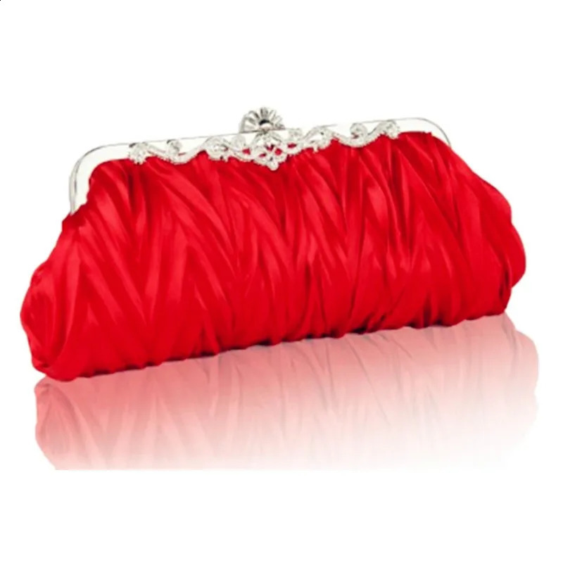 Fashion Lady Party Wedding Handbag Purse Soft Evening Bag Bridal Women Satin Crystal Clutch 240813