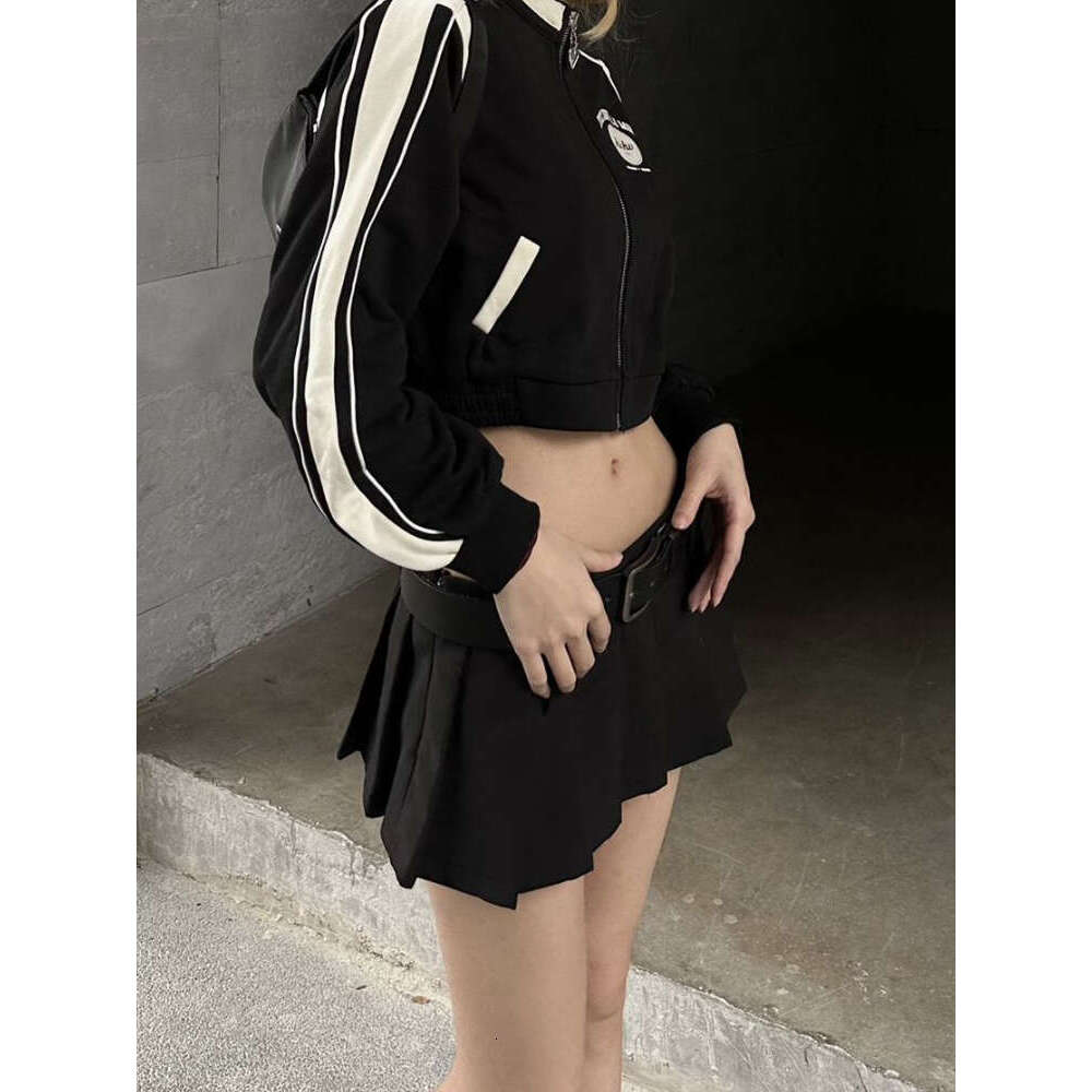 Y2k DEEPTOWN Black Pleated with Shorts Women Sexy Low Waist A-line Slim Tennis Extreme Mini Skirt Summer Vintage College