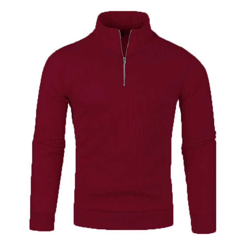 Men Semi Turtleneck Long Sleeve Half Zip Pullover Knitted Sweater Female Knitwear Tops PYBG-BSD-ZW123XJ240814