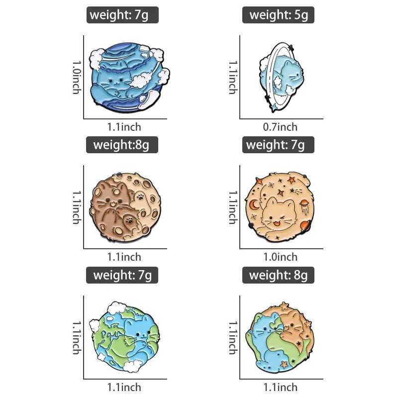 Planet Cat Enamel Pin Jupiter Neptune Mercury Earth Bruchi Collar Badge Animal Pin Wholesale Jewelry Gifts for Friends W240815