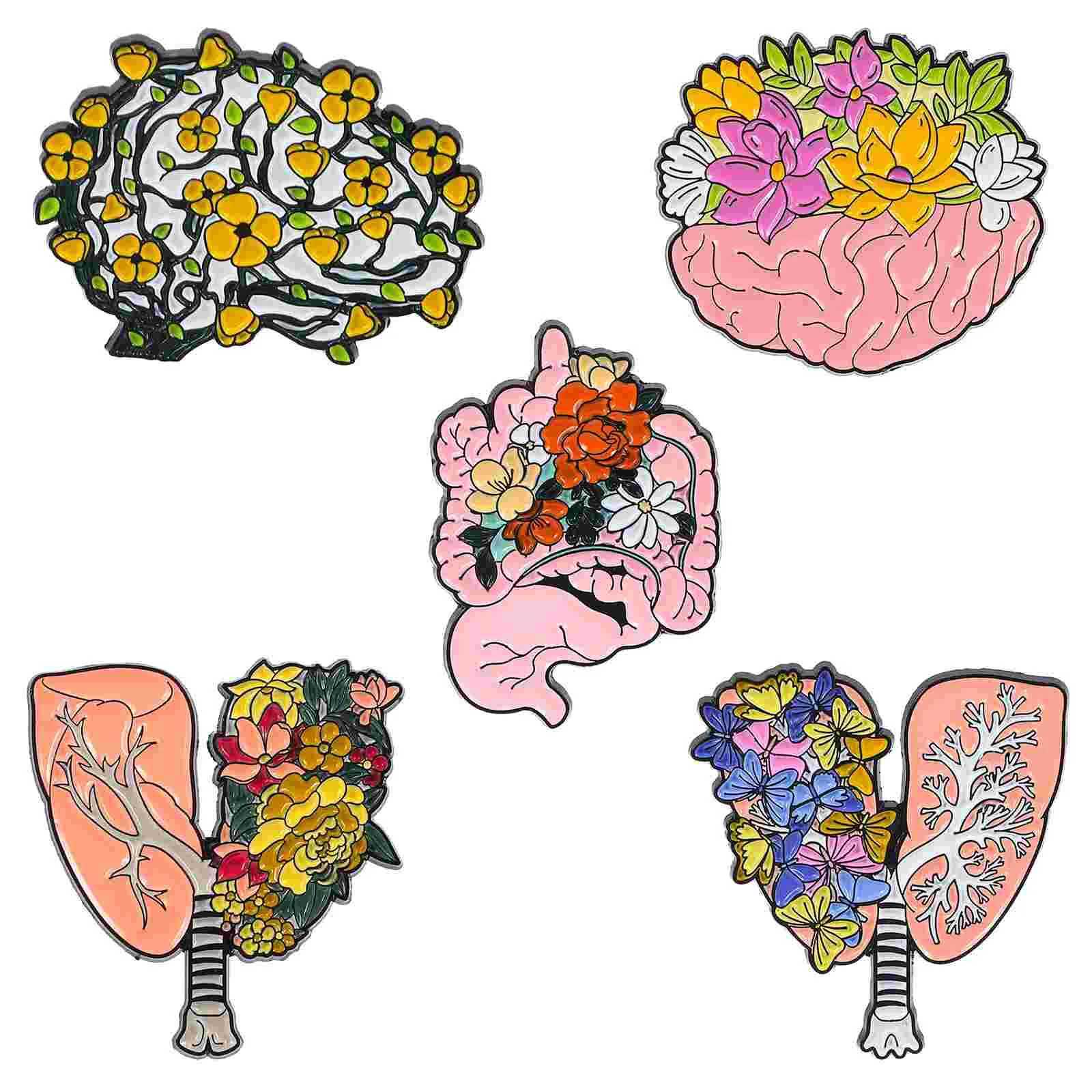 5 Brain Brooch battery metal brooches biological backpacks shawls clothing hats enamel womens brooches W240815