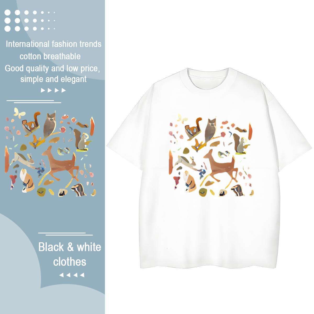 Unisex Man T Shirts Deer Short Sleeve O-Neck Daily Outfit Custom Print Plus Size 230g Pure Cotton Mens Tshirts Factory Direct Clothes