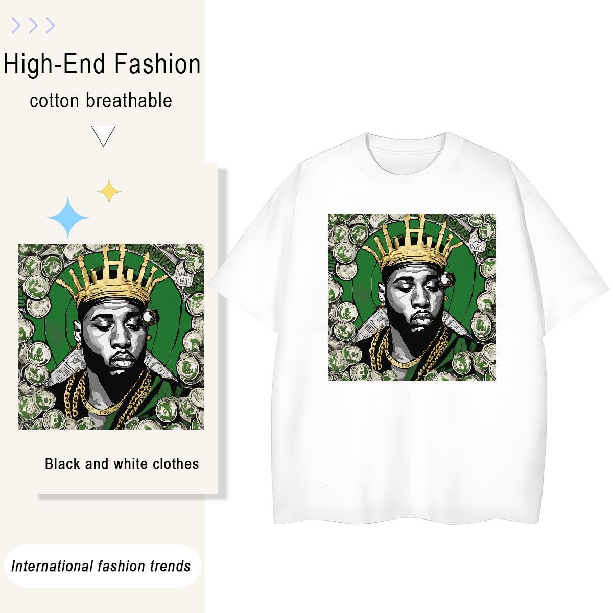 TOP Quality Men Tees Hip Hop Street 230g Pure Cotton Oversized 4XL Breathable Soft USD Man T Shirts New Wear