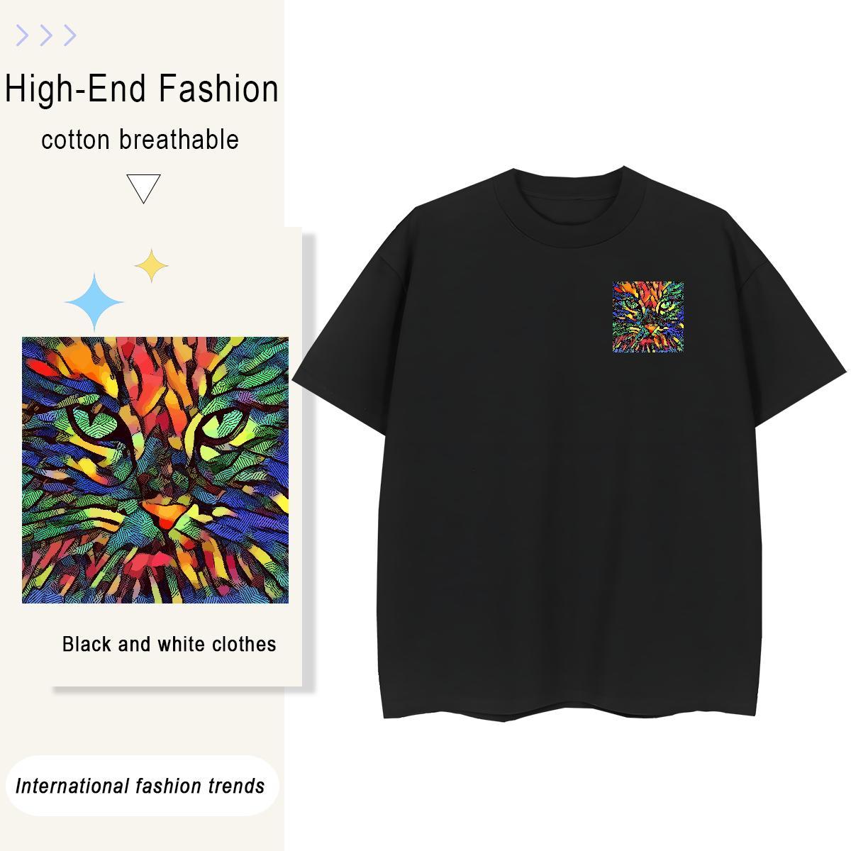 Men T Shirts 100% Cotton 230g cat Casual Crew Neck Custom Big Size Mens Tshirts New Designer Classic Tops