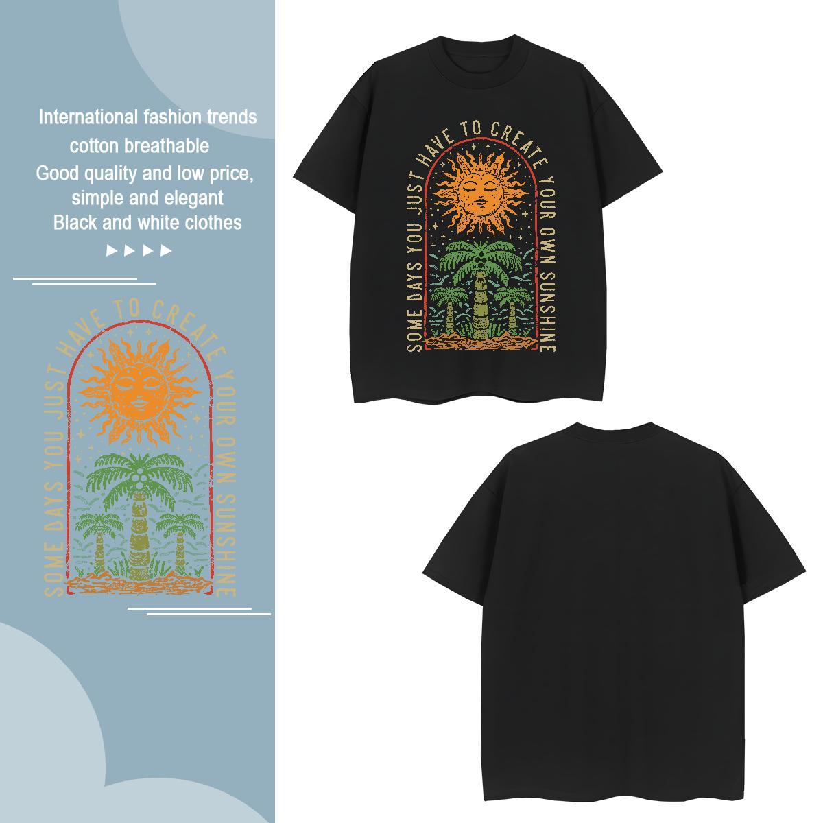 Men T Shirts 100% Cotton 230g sun Hip Hop Street Breathable Short Sleeve DIY Logo Oversized Men Clothes T-Shirt Fashion Casual Soft Tops Tees