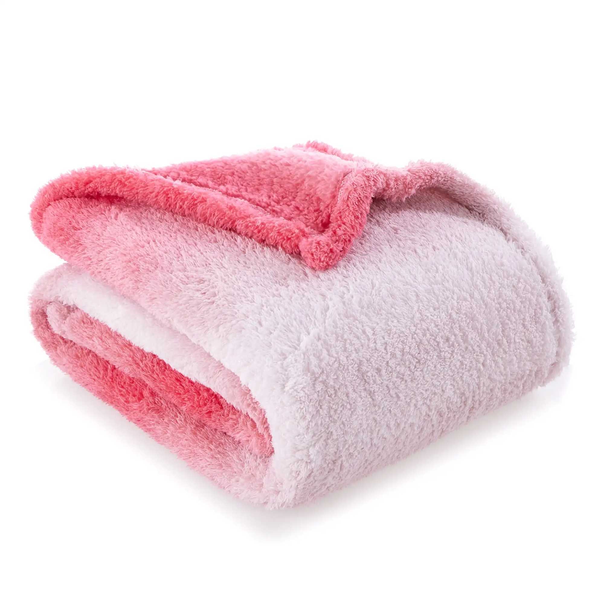 Cozy Plush Pink Ombre Throw Blanket Standard Throw Crafted with Plush High-pile Fibers 100% Polyester Durable and easy to care Y240815