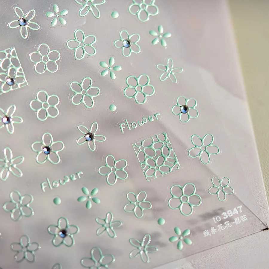 1 piece of cute multi-color large bow nail stickers 5D exquisite embossed lines flowery style nail art decoration stickersXJ240814