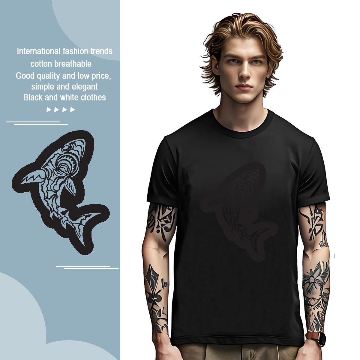 Man T Shirts 230g Pure Cotton fish Outdoor Breathable Short Sleeve Custom Print Plus Size Men Clothes T-Shirt Fashion Casual Loose Fit Tee Shirt