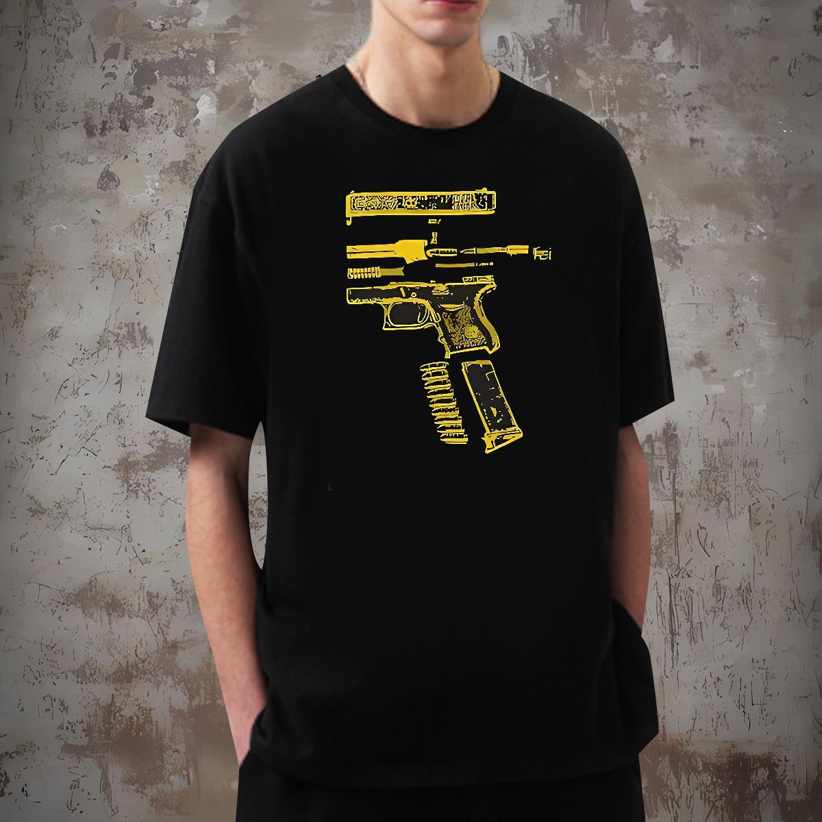 Unisex pistol Man T Shirts Spring Summer Men Clothes T-Shirt 230g Cotton Designer O-Neck Short Sleeve Oversized 4XL Tops