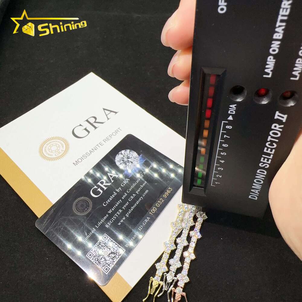 Hip Hop RTS 3mm VVS Moissanite Tennis Chain Bracelet with Lab Dias - Iced Out Fine Jewelry Design
