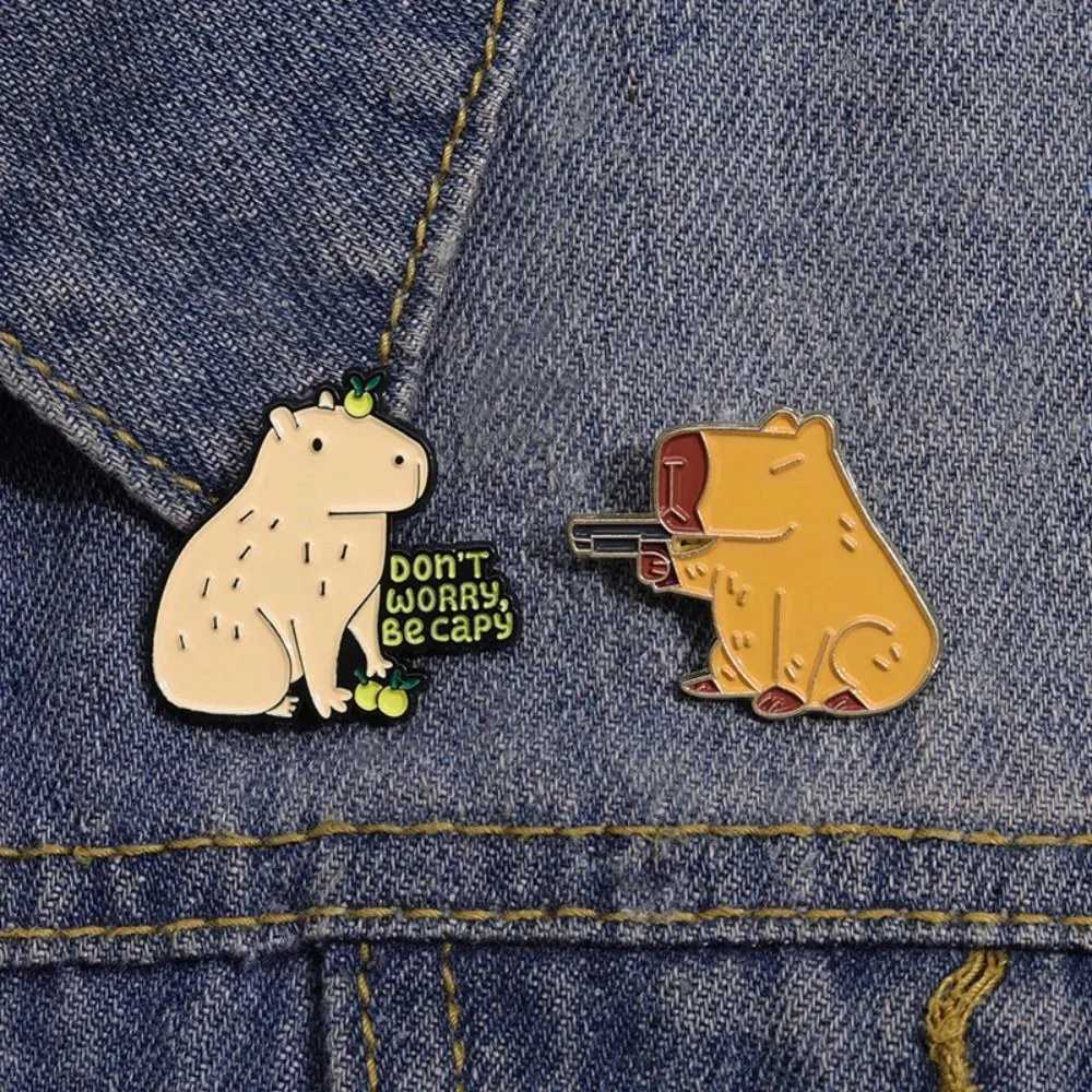 Dont worry about making jewelry brooches strapless brooches enamel animal Capibala brooches cute lapel Capibala badges and skins W240815