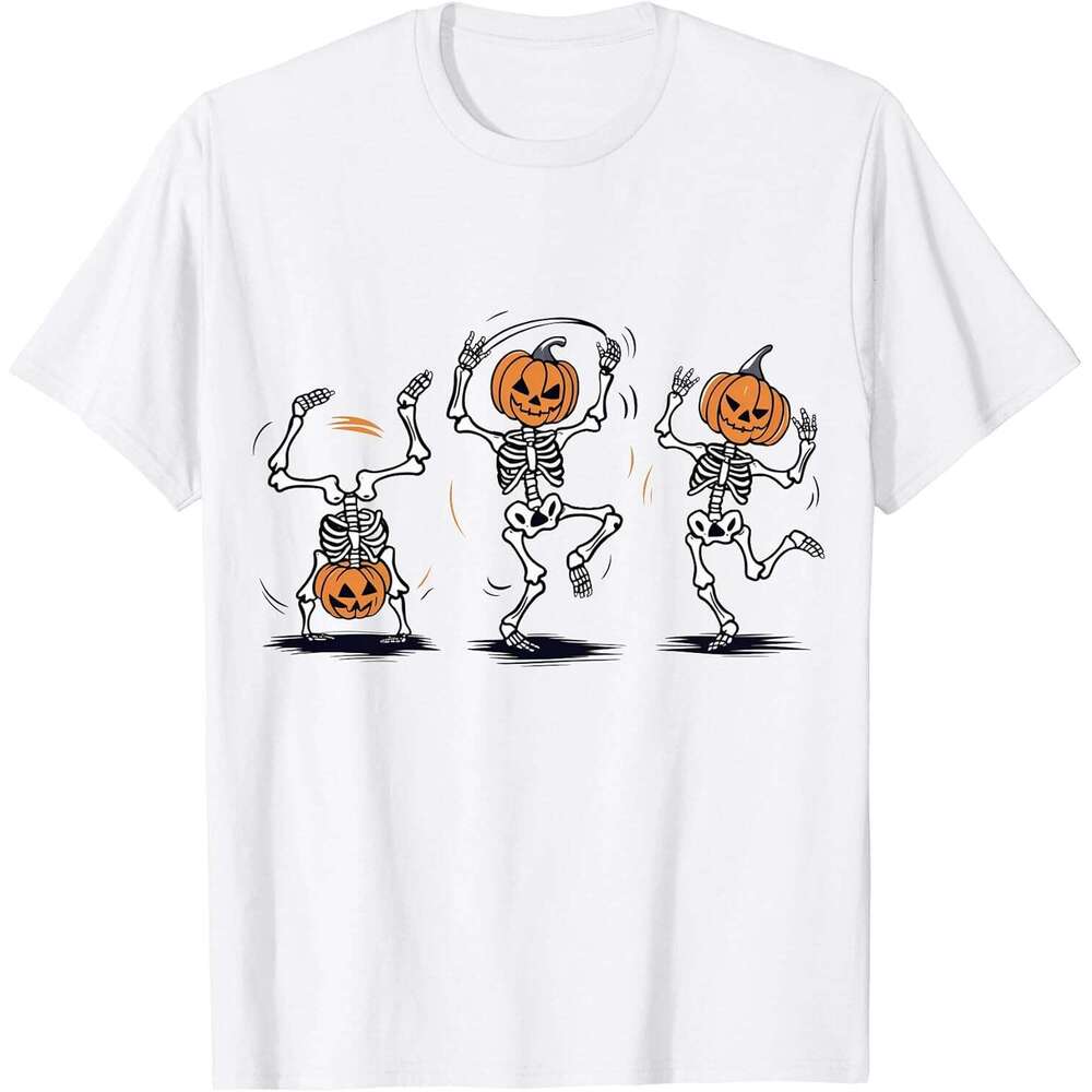 Halloween T shirt for Mens Womens Dancing Skeleton Pumpkin Classic T Shirt Graphic Cotton Vintage Tee Shirts Tshirt Casual Tops Clothes Short sleeve 2