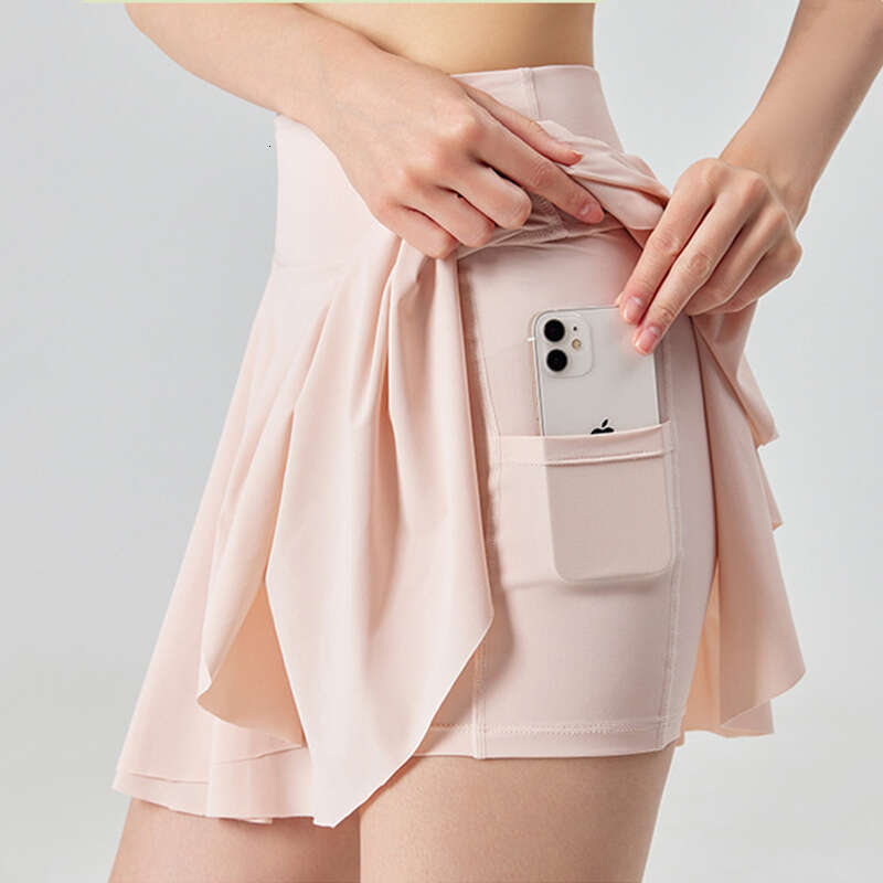 Tennis Women High Waist Sport Pleated Skirts Fake Two Piece Badminton Shorts Gym Fiess Running Short Skorts With Pocket