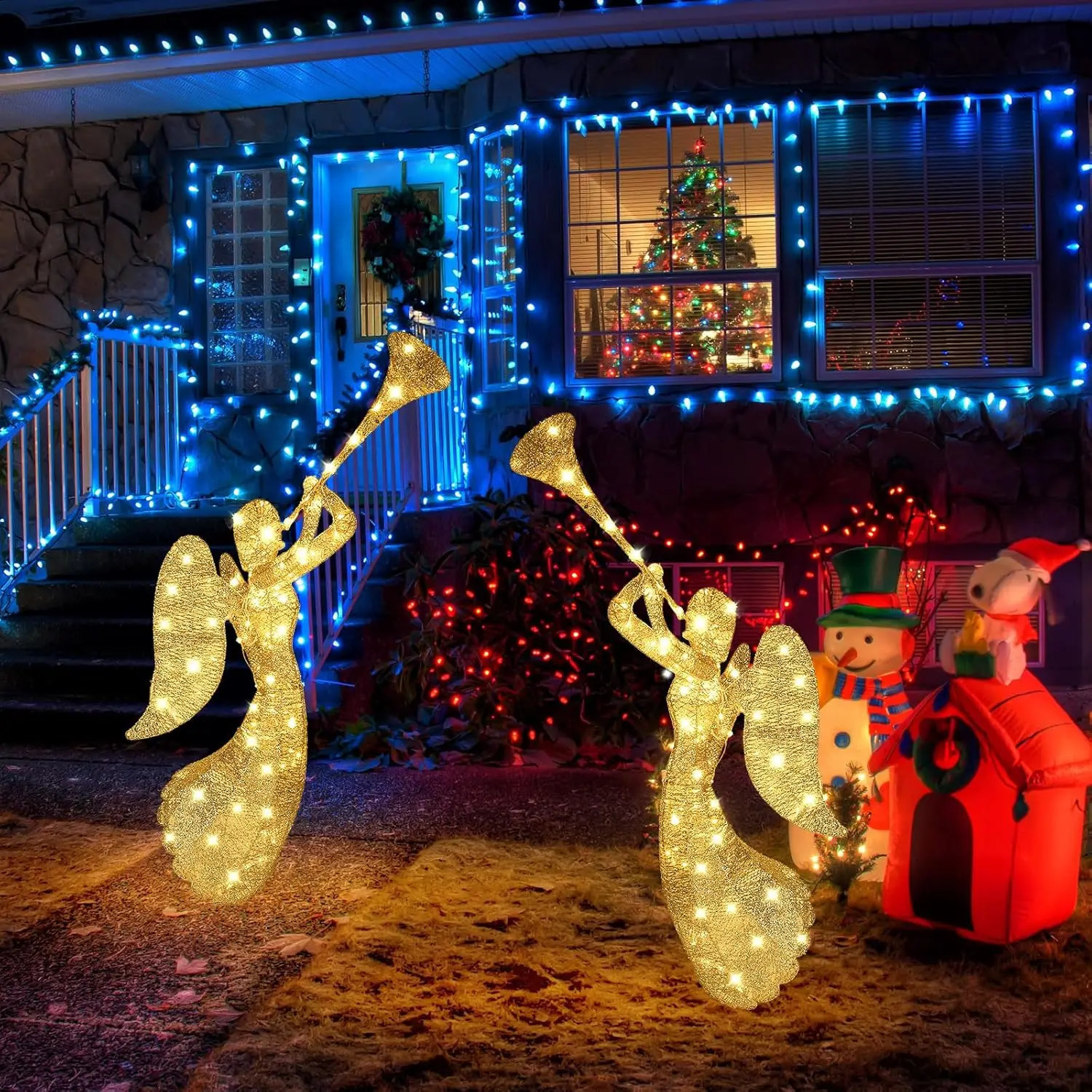 Christmas Outdoor Lighted Angel Decoration Xmas e Lit Display Electric 240812a