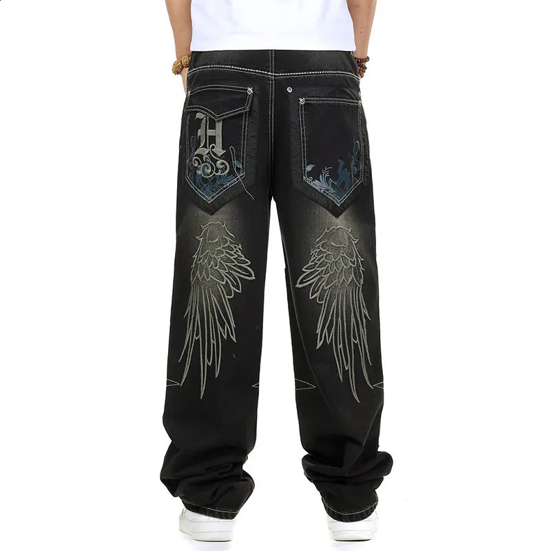 ABOORUN Man Loose Baggy Jeans Hip Hop Skateboard Denim Pants Street Dance Rap Trouses for Male 240816