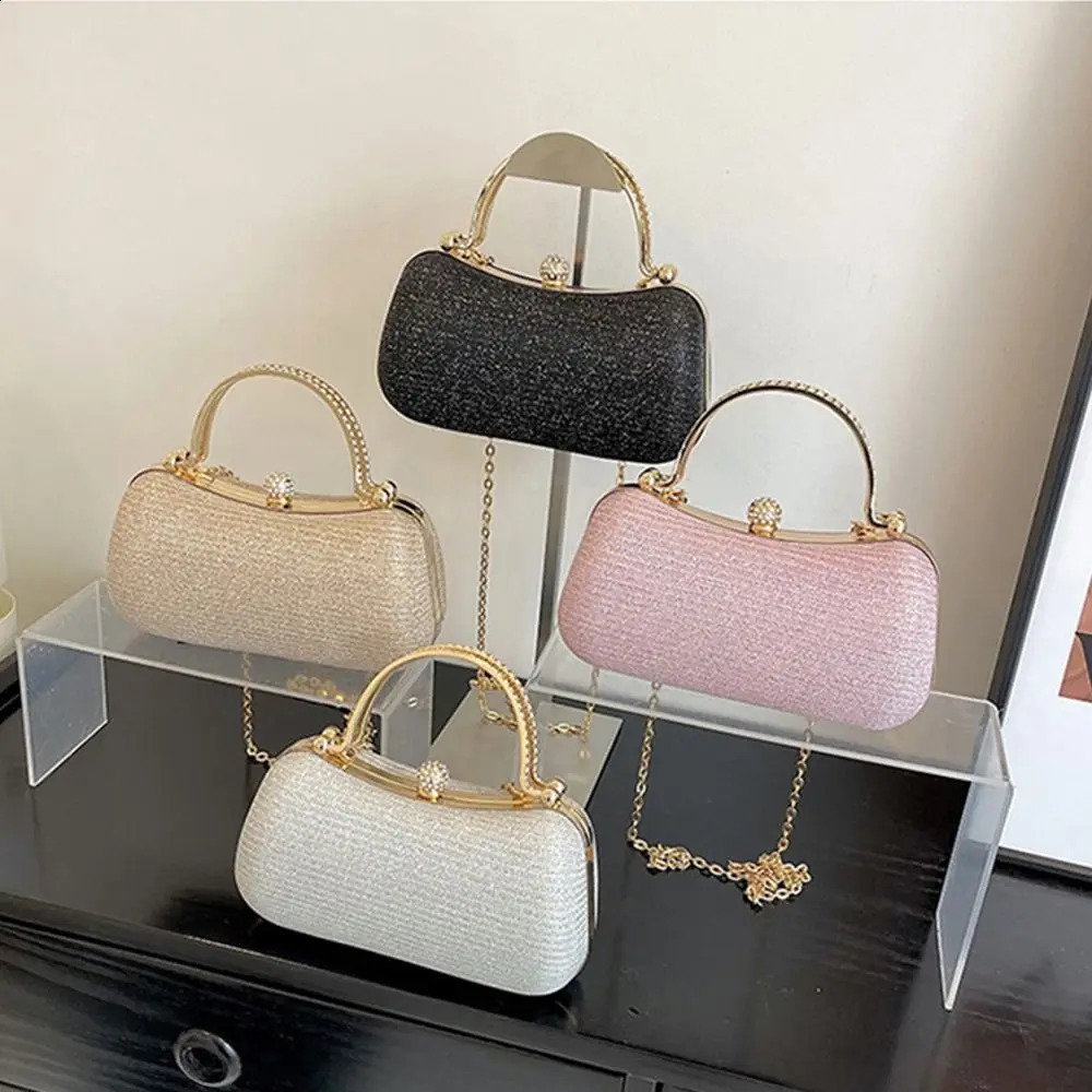 Glitter Evening Banquet Bag Elegant Wrist Bag Large Capacity Ladies Clutch Bag Rhinestone Shoulder Bag Box Handbag Women 240813